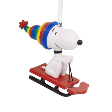 Collectable Peanuts Snoopy On Sled Ornament - Planet Toys